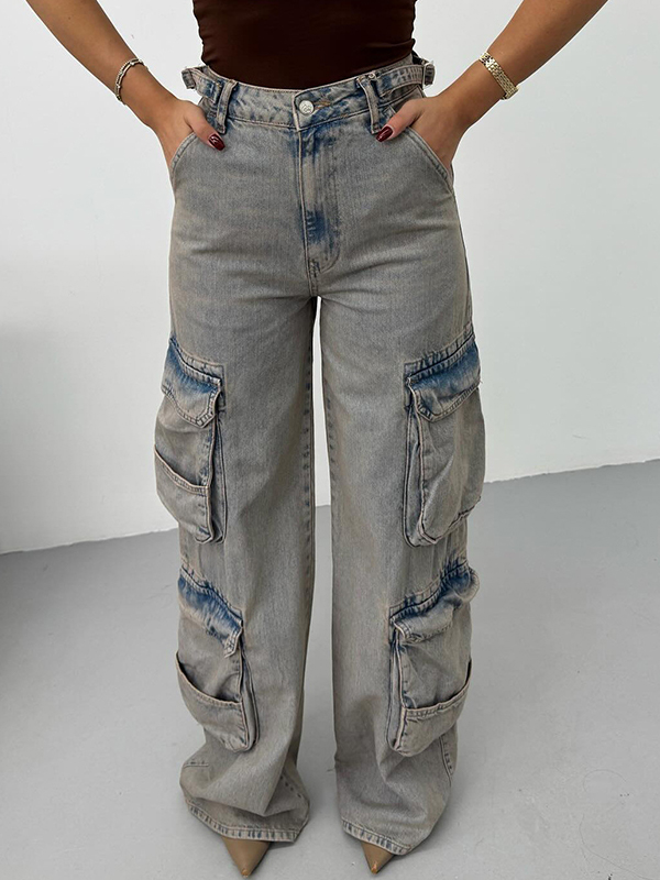 EMMIOL Jeans boyfriend multitasche in stile American Workwear