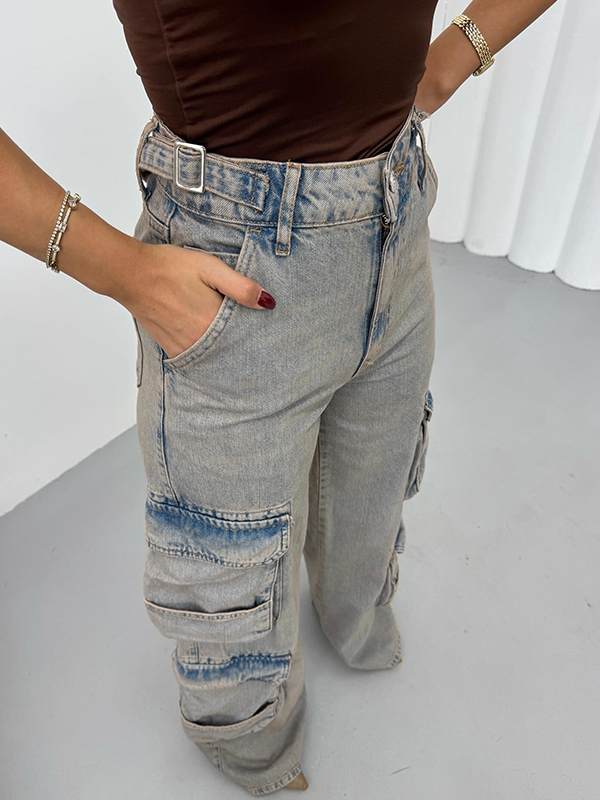 EMMIOL Jeans boyfriend multitasche in stile American Workwear
