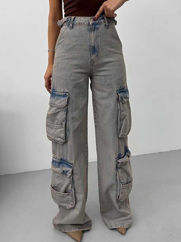 EMMIOL Jeans boyfriend multitasche in stile American Workwear