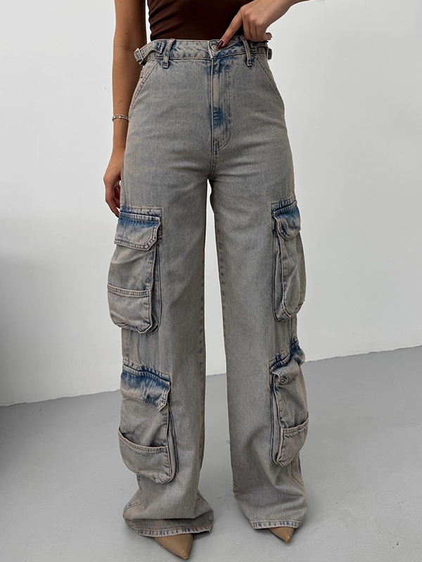 EMMIOL Jeans boyfriend multitasche in stile American Workwear
