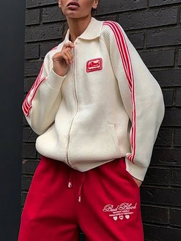 EMMIOL Striped Knit Jacket