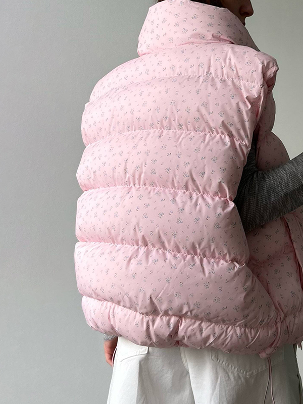 EMMIOL Ärmellose Weste mit Clip-Jacke mit Blumenmuster
