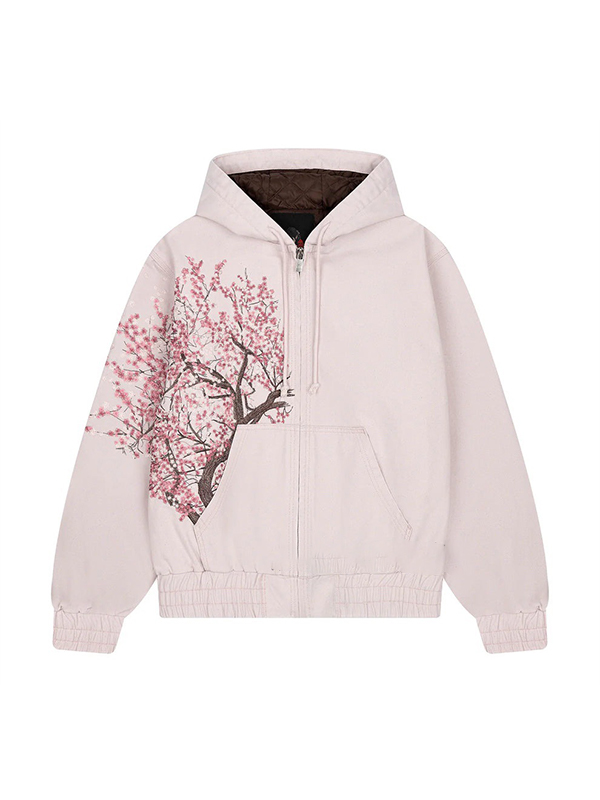 EMMIOL Autumn-Winter Cherry Blossom Print Jacket