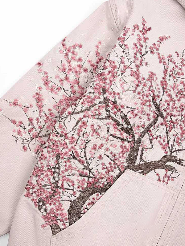 EMMIOL Autumn-Winter Cherry Blossom Print Jacket