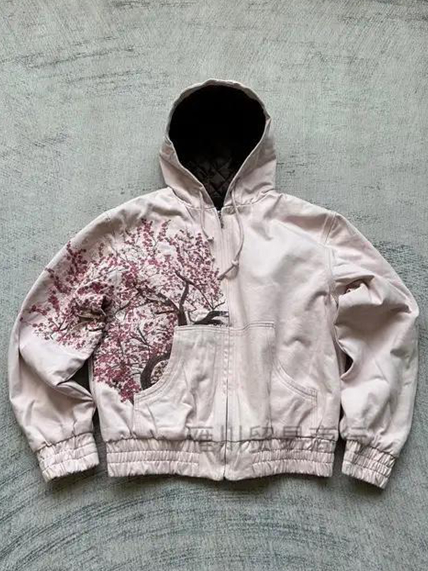 EMMIOL Autumn-Winter Cherry Blossom Print Jacket