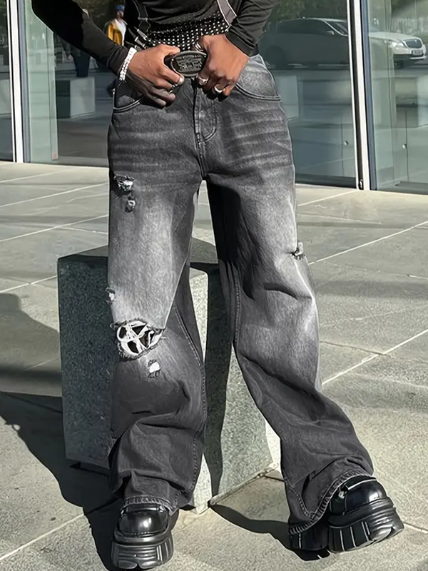 EMMIOL Vintage Distressed Worn Boyfriend Jeans