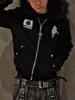 EMMIOL Letter Print Rhinestones Jacket