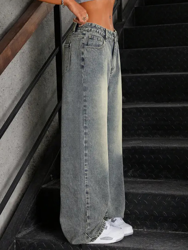 EMMIOL Jeans boyfriend larghi in stile vintage consumato