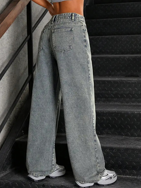 EMMIOL Jeans boyfriend larghi in stile vintage consumato