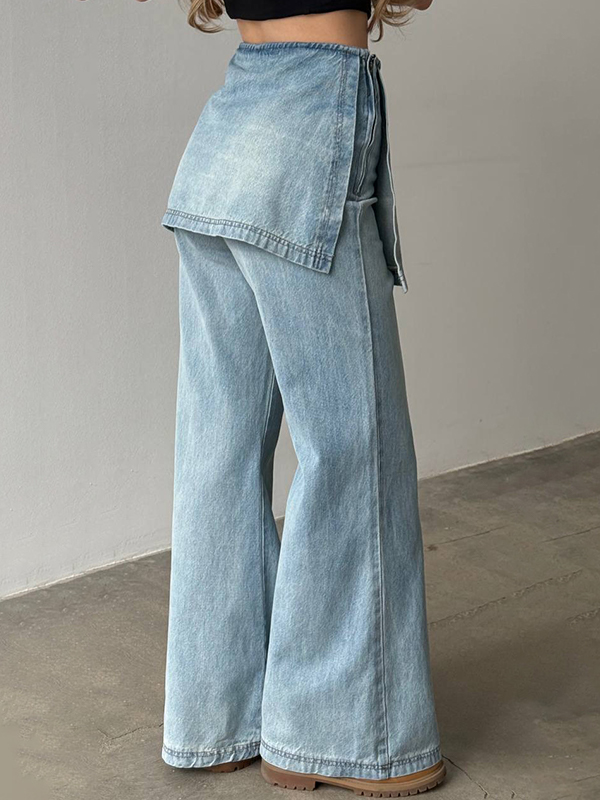 EMMIOL Jeans boyfriend finti in due pezzi con cerniera laterale