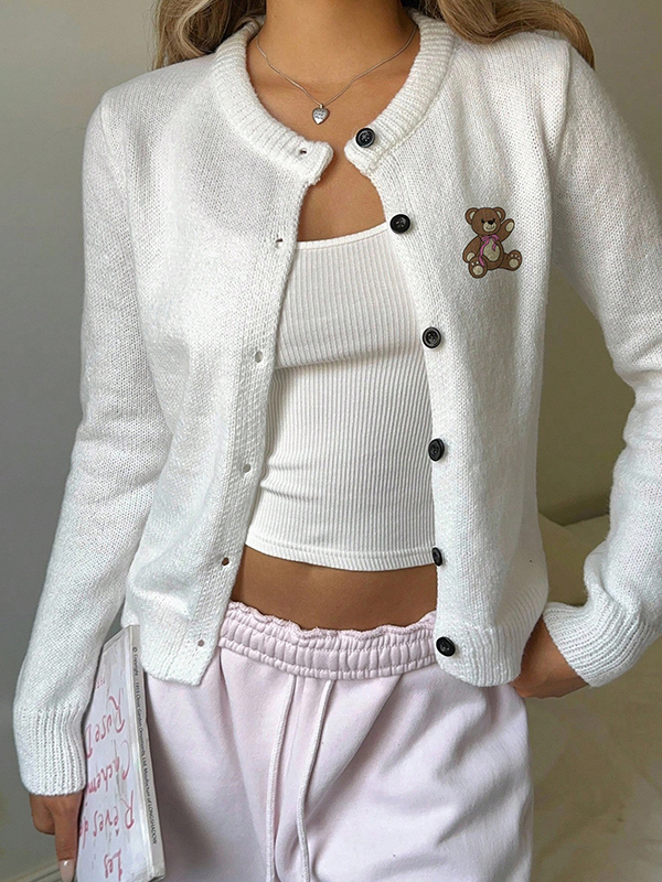 EMMIOL Bear Print Cardigan