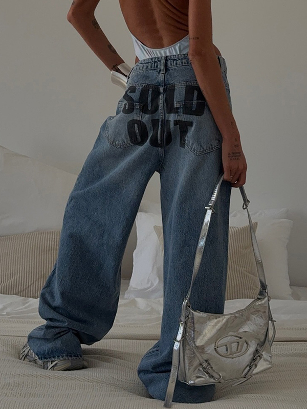 EMMIOL Jeans boyfriend con stampa di lettere firmate
