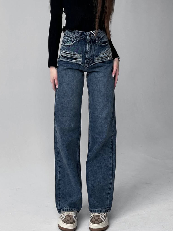 EMMIOL Jeans boyfriend effetto usurato firmati