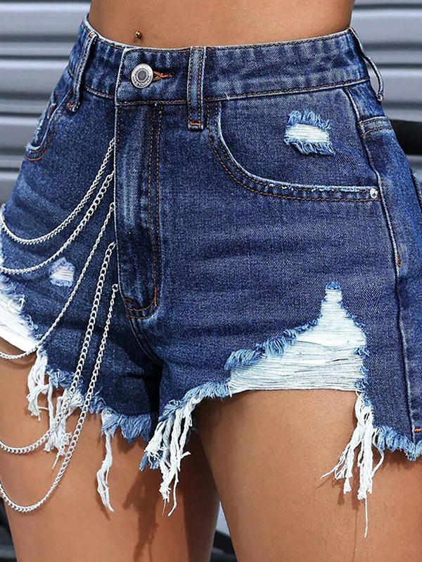 EMMIOL Pantalones cortos de mezclilla desgastados y desgastados