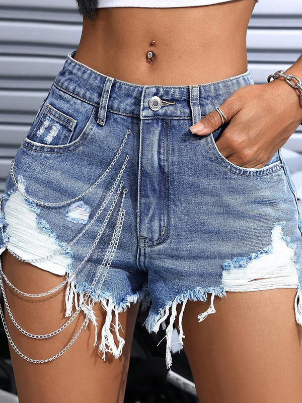 EMMIOL Pantalones cortos de mezclilla desgastados y desgastados