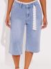 EMMIOL Shorts vaqueros con ribete de encaje
