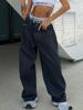 EMMIOL Jeans boyfriend con pieghe larghe e slavate