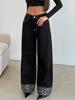 EMMIOL Jeans boyfriend con stampa leopardata e cuciture visibili