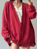 EMMIOL Dopamine-Damaged Knitwear Cardigan