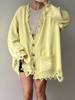 EMMIOL Dopamine-Damaged Knitwear Cardigan