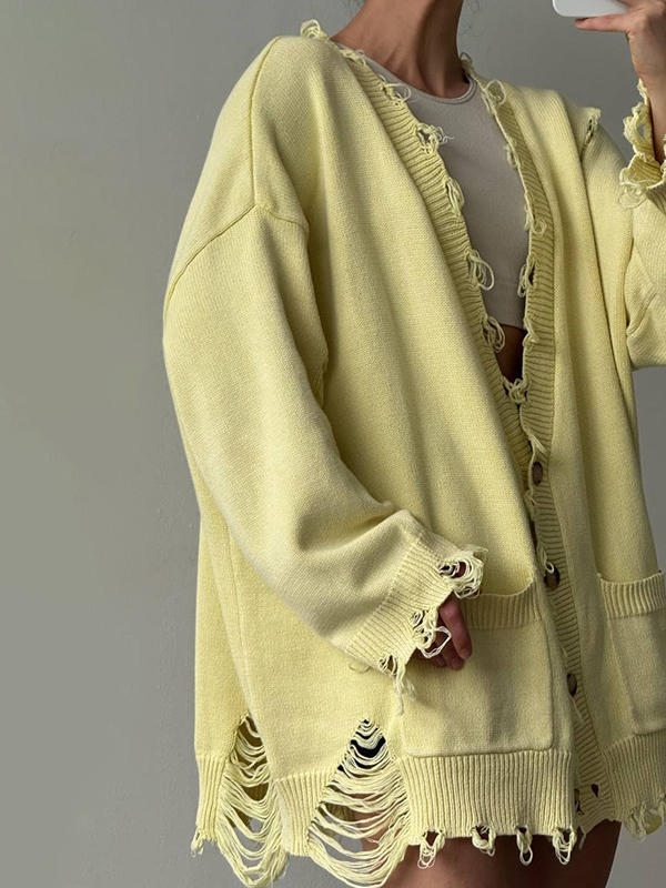 EMMIOL Cardigan in maglia danneggiato dalla dopamina