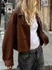 EMMIOL Lapel Zip Suede Jacket
