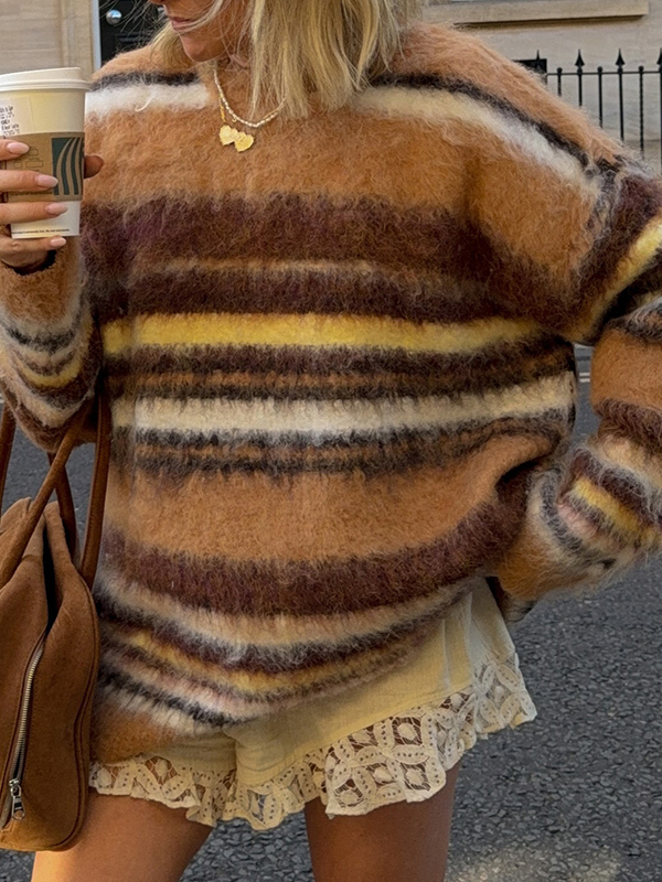 EMMIOL Warm-Toned Colour Clash Sweaters