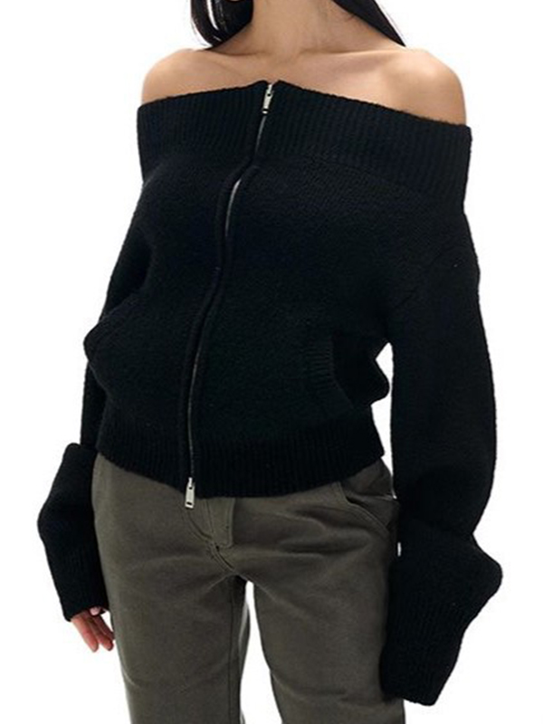 EMMIOL One-Shoulder Vintage Cardigan