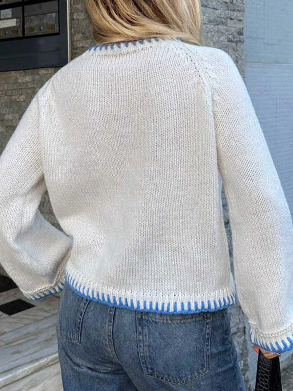 EMMIOL Round-Neck Vintage Embroidery Long Sleeve