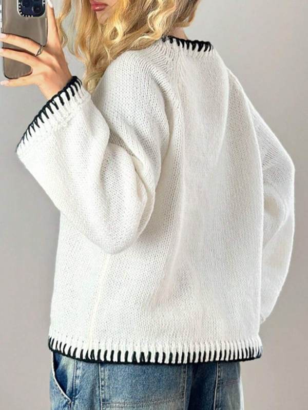 EMMIOL Round-Neck Vintage Embroidery Long Sleeve