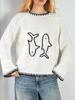 EMMIOL Round-Neck Vintage Embroidery Long Sleeve