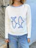 EMMIOL Round-Neck Vintage Embroidery Long Sleeve