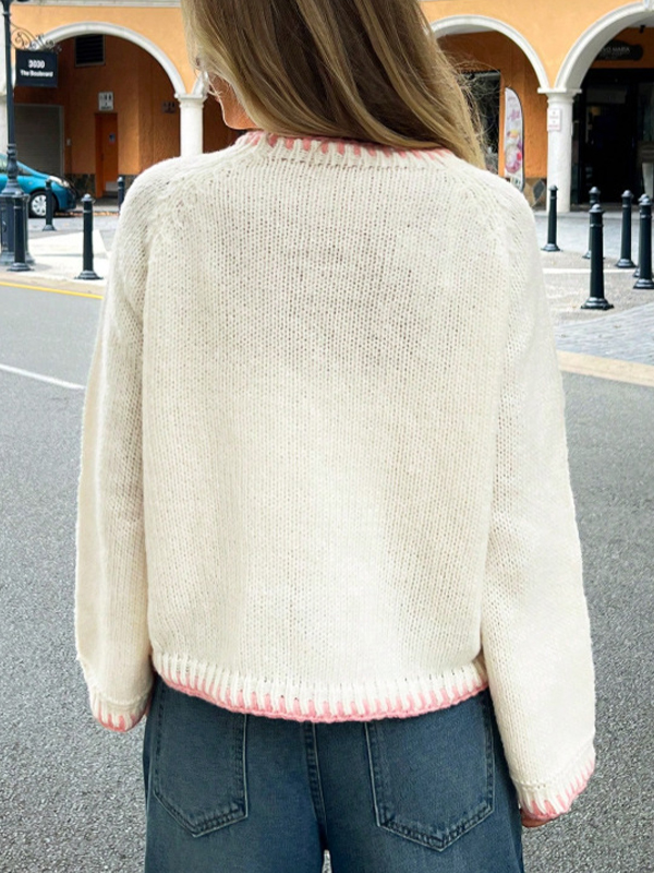 EMMIOL Round-Neck Vintage Embroidery Long Sleeve
