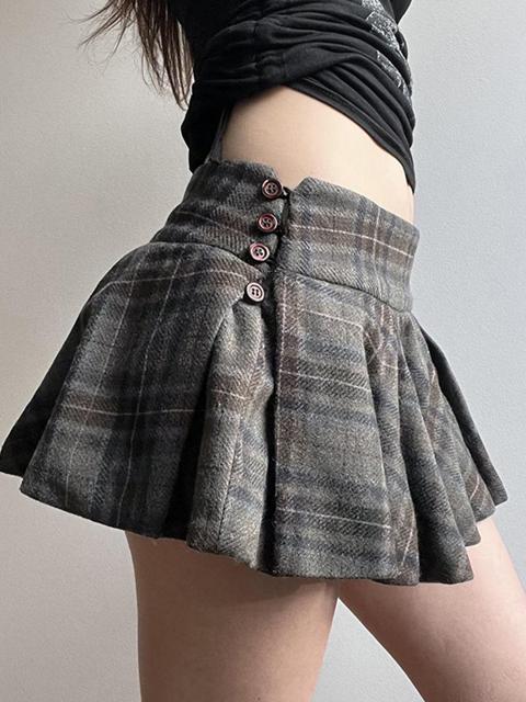 Minirock mit kariertem Patchwork-Faltenmuster