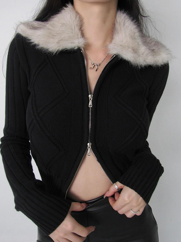 EMMIOL Giacca patchwork in pelliccia sintetica stile Spicy Girl