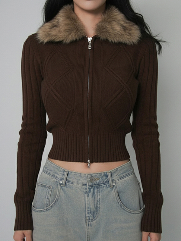 EMMIOL Giacca patchwork in pelliccia sintetica stile Spicy Girl