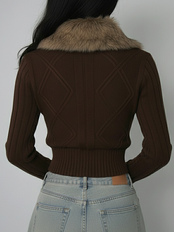 EMMIOL Giacca patchwork in pelliccia sintetica stile Spicy Girl