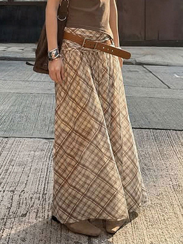 EMMIOL Gonna lunga in tulle tartan retrò