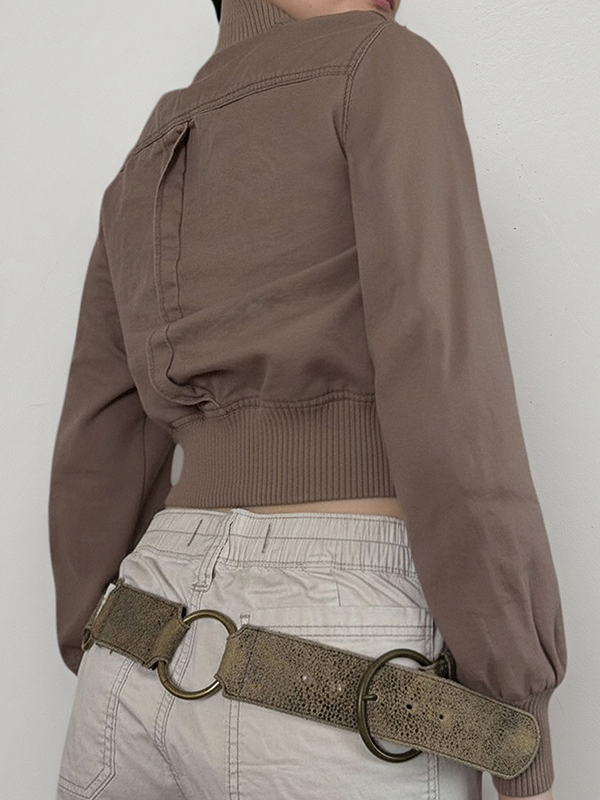 EMMIOL Giacca vintage in stile industriale con collo alto