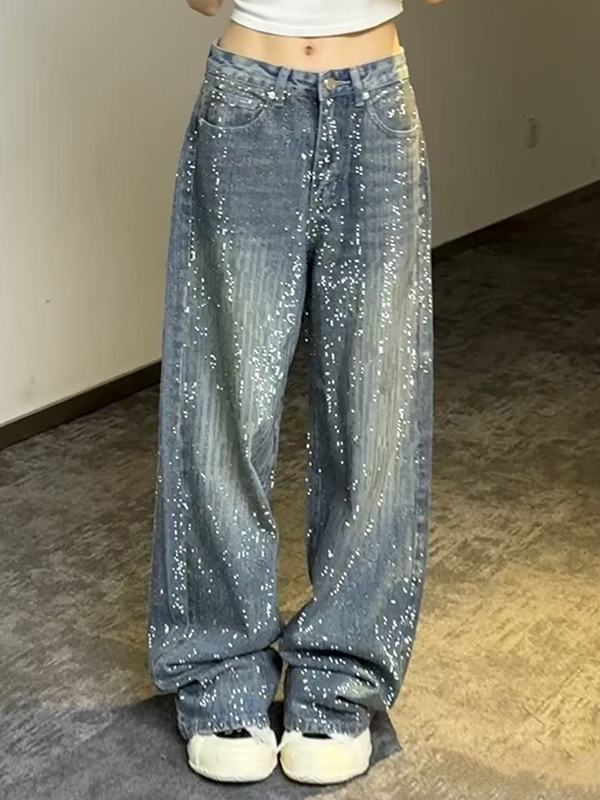 EMMIOL Jeans boyfriend lavati ad acqua Full-Cut Diamond