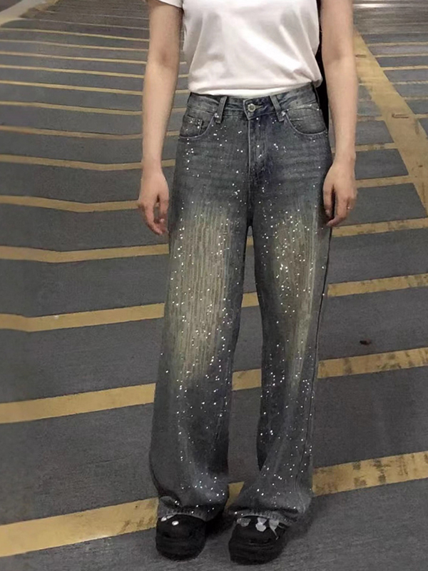 EMMIOL Jeans boyfriend lavati ad acqua Full-Cut Diamond