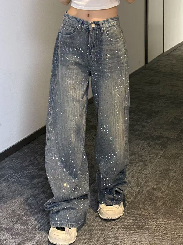 EMMIOL Jeans boyfriend lavati ad acqua Full-Cut Diamond