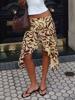 EMMIOL Falda larga con estampado de leopardo retro