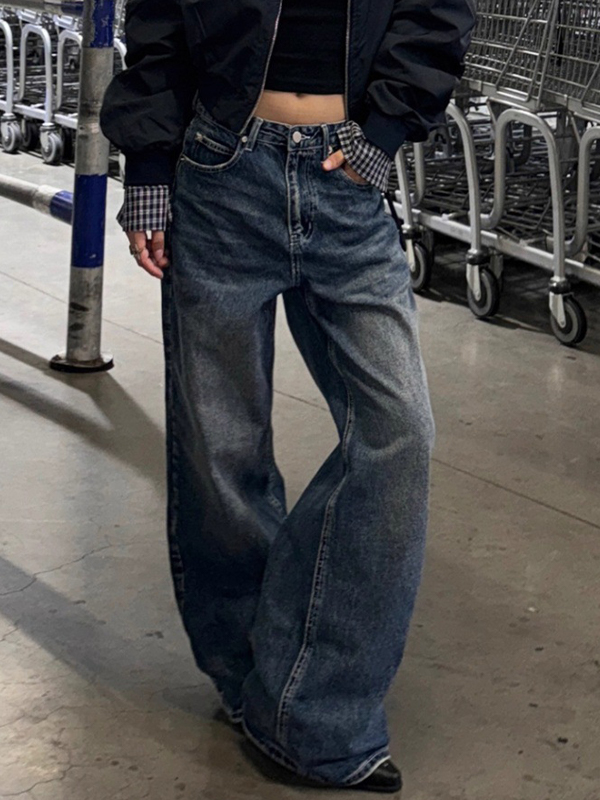 EMMIOL Jeans boyfriend con toppe dell'alfabeto a forma di stella