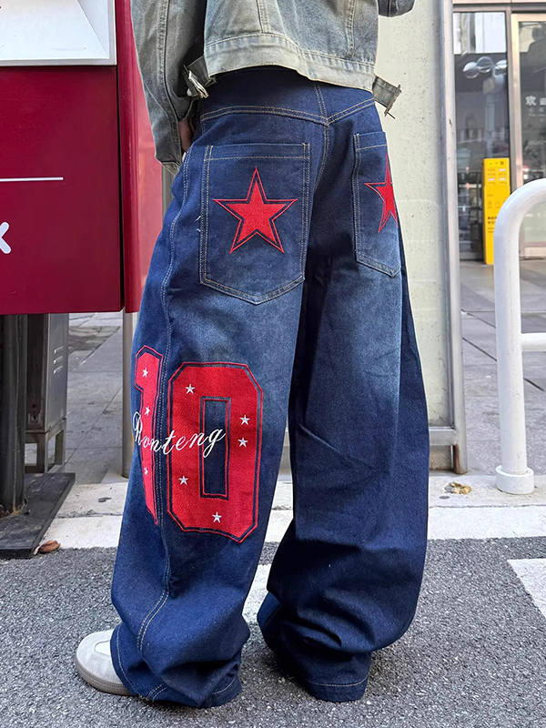 EMMIOL Jeans boyfriend con ricamo a stella digitale