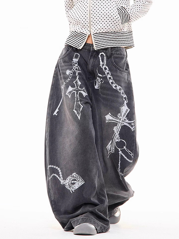 EMMIOL Jeans boyfriend con stampa effetto lavato