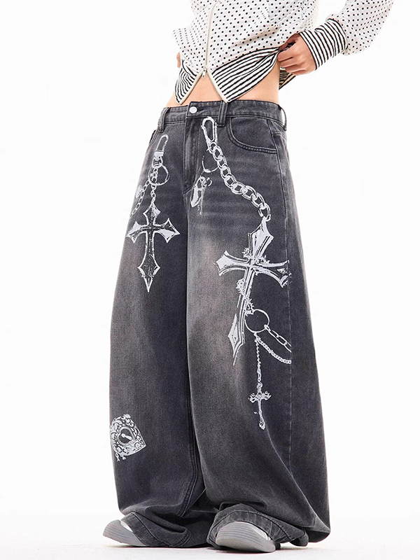 EMMIOL Jeans boyfriend con stampa effetto lavato
