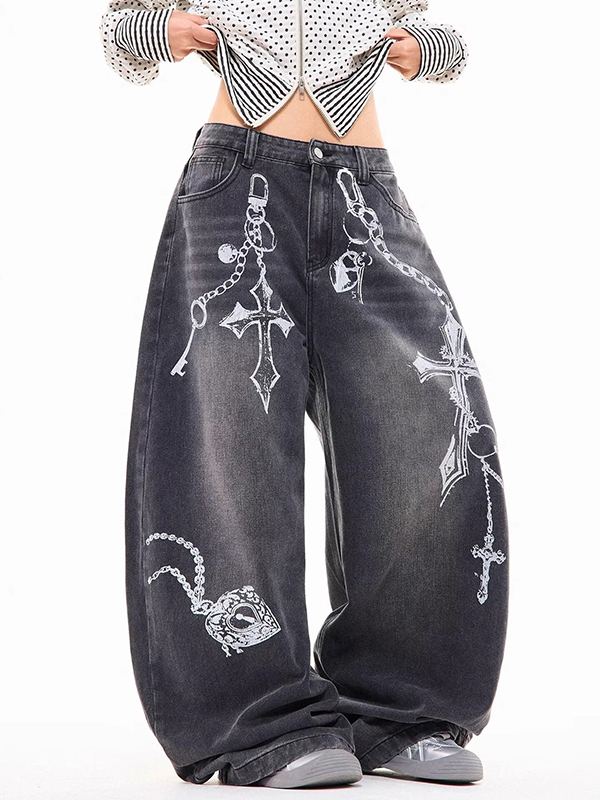 EMMIOL Jeans boyfriend con stampa effetto lavato