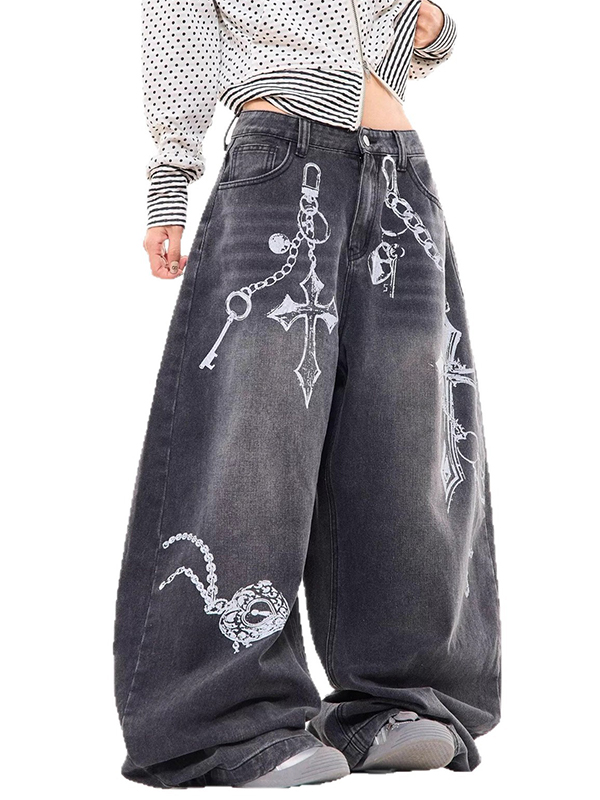 EMMIOL Jeans boyfriend con stampa effetto lavato