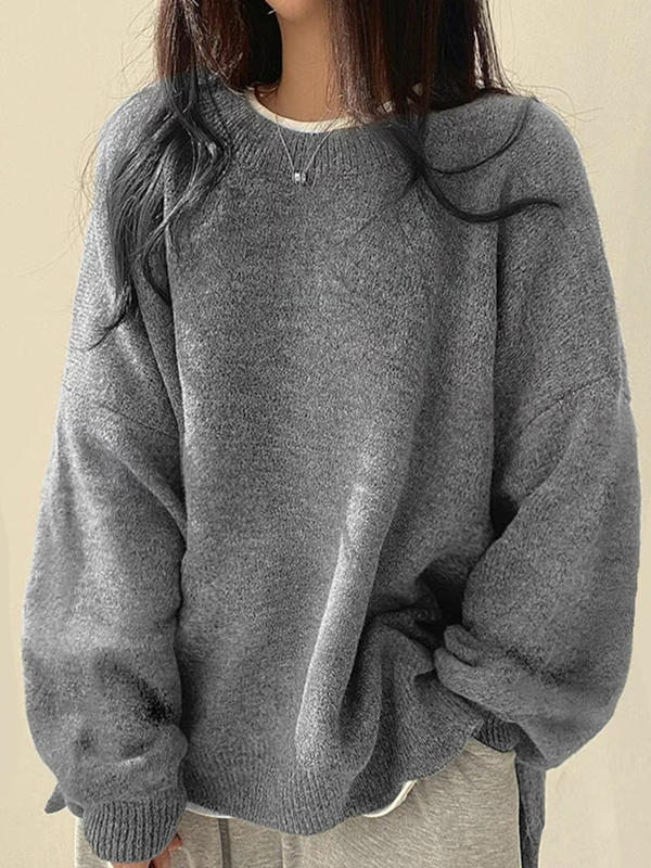 EMMIOL Casual Versatile Plain Colours Sweaters